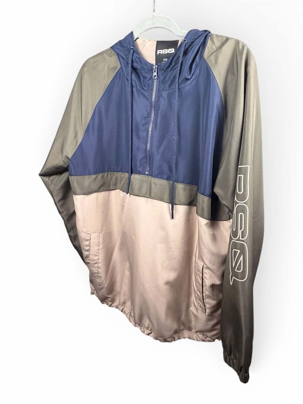 RSQ Colorblock Quarter-Zip Hooded Windbreaker Jacket Size Large